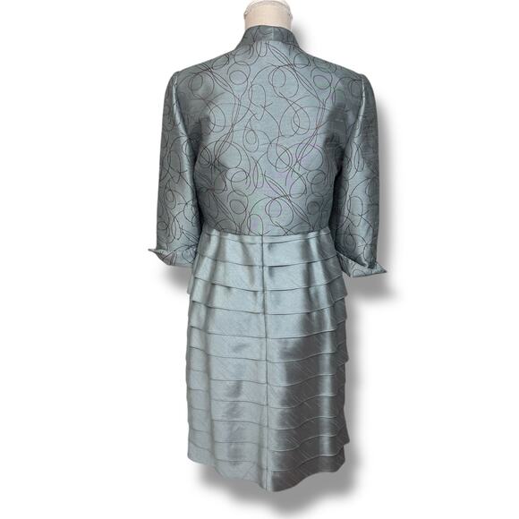 Jessica Howard Teal and Brown Dress with Jacket Size 8P - Picture 3 of 8